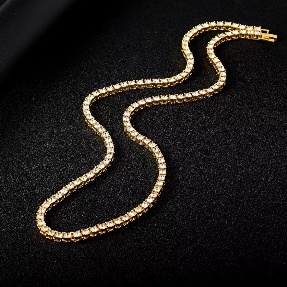 ⭐ Large 24" Cross & Diamond Infinity Necklace With 4mm Diamonds 18k Gold Pltd ⭐ - Picture 3 of 8